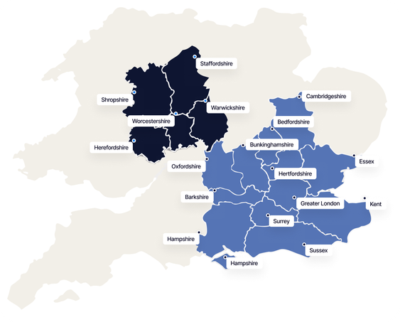 Map of the areas Fresh Breeze Home operates in